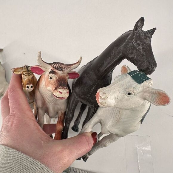 Vintage 1980s IMPERIAL Horse Dark Brown Cows Bull Figures Group of 6 Barn Animal - Picture 6 of 16